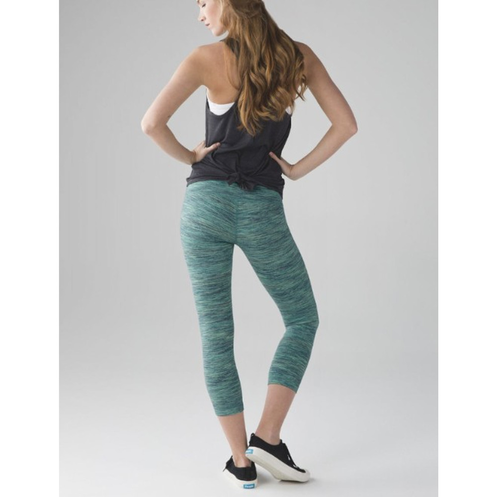 Lululemon Wunder Under Crop Leggings Size 4 Space Dye Alberta Lake Teal Blue - Picture 6 of 13